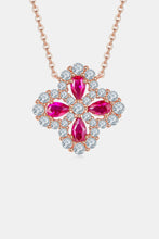 Load image into Gallery viewer, 925 Sterling Silver Lab-Grown Ruby Flower Shape Necklace