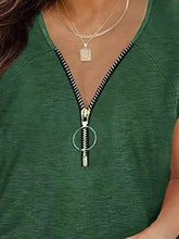 Load image into Gallery viewer, Full Size Half Zip Cap Sleeve T-Shirt