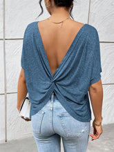 Load image into Gallery viewer, Backless Twisted Round Neck Half Sleeve T-Shirt