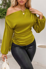 Load image into Gallery viewer, Drawstring One Shoulder Long Sleeve Blouse