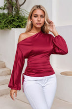 Load image into Gallery viewer, Drawstring One Shoulder Long Sleeve Blouse