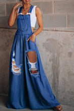 Load image into Gallery viewer, Distressed Wide Leg Denim Overalls