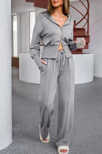 Cargar imagen en el visor de la galería, Dropped Shoulder Hoodie and Drawstring Pants Active Set