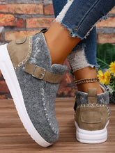 Cargar imagen en el visor de la galería, Contrast Round Toe Buckle Sneakers