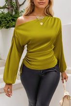 Load image into Gallery viewer, Drawstring One Shoulder Long Sleeve Blouse