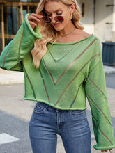 Load image into Gallery viewer, Openwork Boat Neck Long Sleeve Sweater