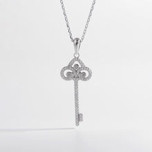 Load image into Gallery viewer, 925 Sterling Silver Inlaid Zircon Key Shape Necklace