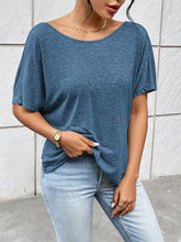 Load image into Gallery viewer, Backless Twisted Round Neck Half Sleeve T-Shirt