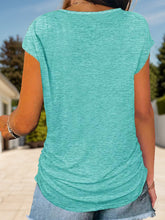 Load image into Gallery viewer, Full Size Half Zip Cap Sleeve T-Shirt