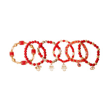 Cargar imagen en el visor de la galería, Red Hamsa Elephant Bracelet Set