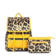 Load image into Gallery viewer, Backpack Leopard and Yellow Flap Bag Set for Women