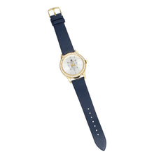 Load image into Gallery viewer, SGRHO Blue Leather Gold Sun Cut Dial Watch Women