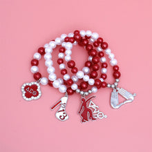 Load image into Gallery viewer, Updated DST Red and White Pearl Charm Bracelets