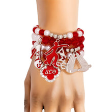 Cargar imagen en el visor de la galería, Updated DST Red Bead White Pearl Charm Bracelets