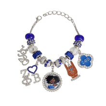 Load image into Gallery viewer, Blue White ZPB Sorority Charm Rondelle Bracelet