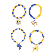 Load image into Gallery viewer, SGRHO Sorority Blue Gold Ball Bead Charm Bracelets