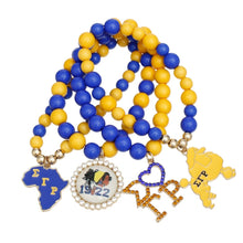 Load image into Gallery viewer, SGRHO Sorority Blue Gold Ball Bead Charm Bracelets