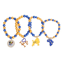 Load image into Gallery viewer, Blue and Gold Pearl SGRHO Bracelet Set
