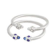 Cargar imagen en el visor de la galería, ZPB Blue Clear Crystal Cable Bangle Bracelet Set