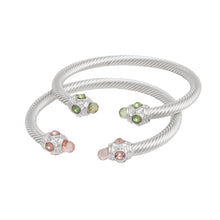 Load image into Gallery viewer, AKA Pink Green Crystal Cable Bangle Bracelet Set