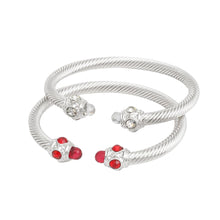 Load image into Gallery viewer, DST Red Clear Crystal Cable Bangle Bracelet Set