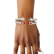 Load image into Gallery viewer, DST Red Clear Crystal Cable Bangle Bracelet Set