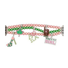 Load image into Gallery viewer, AKA Sorority Pink Green Pearl Watch Band for Women