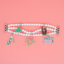 Load image into Gallery viewer, AKA Sorority White Pearl Watch Band for Women
