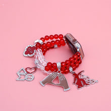 Load image into Gallery viewer, Updated DST Red Clear Glass Bead Charm Watch Band