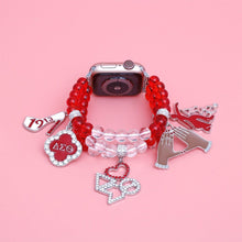 Load image into Gallery viewer, Updated DST Red Clear Glass Bead Charm Watch Band