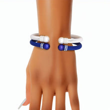 Cargar imagen en el visor de la galería, ZPB Sorority 2 Pcs Blue White Cable Bangles