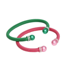 Cargar imagen en el visor de la galería, AKA Sorority 2 Pcs Pink Green Cable Bangles