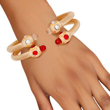 Load image into Gallery viewer, DST Red Clear Crystal Gold Cable Bangle Bracelets