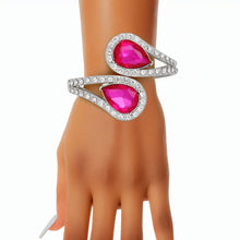 Cargar imagen en el visor de la galería, Cuff Brilliant Fuchsia Teardrop Crystal Bracelet
