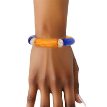 Load image into Gallery viewer, SGRHO Blue Gold Tubular and Rondelle Bead Bracelet