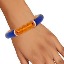 Load image into Gallery viewer, SGRHO Blue Gold Tubular and Glass Bead Bracelet