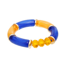 Load image into Gallery viewer, SGRHO Blue Gold Tubular and Glass Bead Bracelet