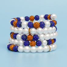 Cargar imagen en el visor de la galería, SGRHO White Pearl and Bead Memory Wire Bracelet