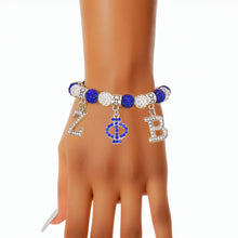 Cargar imagen en el visor de la galería, ZPB Sorority Blue White Bling Letter Bracelet