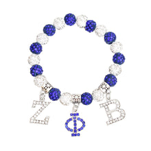 Cargar imagen en el visor de la galería, ZPB Sorority Blue White Bling Letter Bracelet