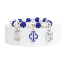 Cargar imagen en el visor de la galería, ZPB Sorority Blue White Bling Letter Bracelet