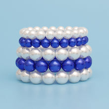 Load image into Gallery viewer, ZPB Blue White Pearl Stretch 5 Pcs Bracelets Women