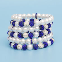 Cargar imagen en el visor de la galería, ZPB White Pearl and Bead Memory Wire Bracelet