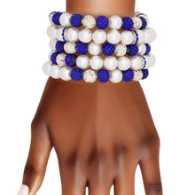 Cargar imagen en el visor de la galería, ZPB White Pearl and Bead Memory Wire Bracelet
