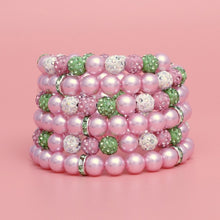 Cargar imagen en el visor de la galería, AKA Pink Pearl and Bead Memory Wire Bracelet
