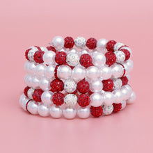 Cargar imagen en el visor de la galería, DST White Pearl and Bead Memory Wire Bracelet