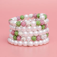 Cargar imagen en el visor de la galería, AKA White Pearl and Bead Memory Wire Bracelet