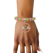 Cargar imagen en el visor de la galería, AKA Pink Green Round Charm Luster Bracelet