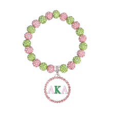 Cargar imagen en el visor de la galería, AKA Pink Green Round Charm Luster Bracelet