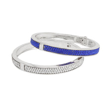 Cargar imagen en el visor de la galería, ZPB Sorority Blue Pave Hinged Bangle Bracelet Set